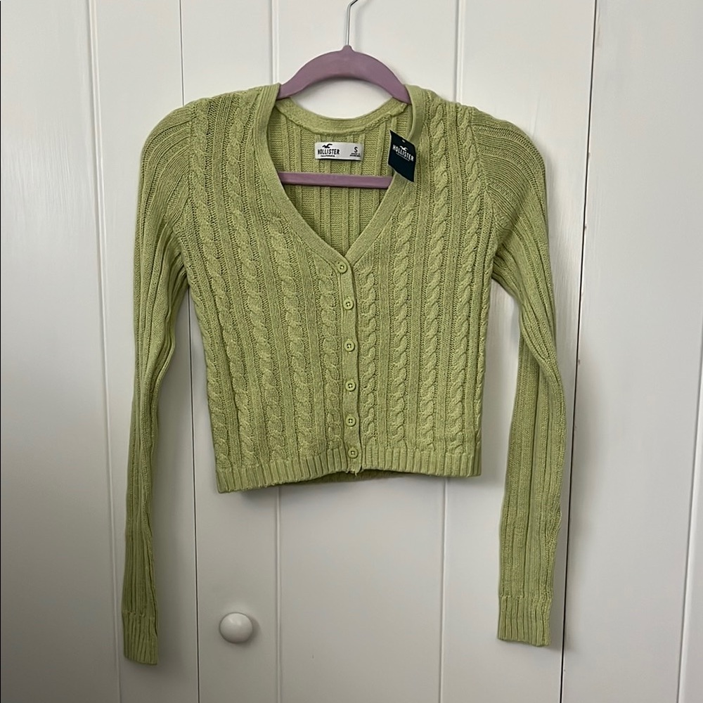 Hollister Green Cable Knit Cardigan